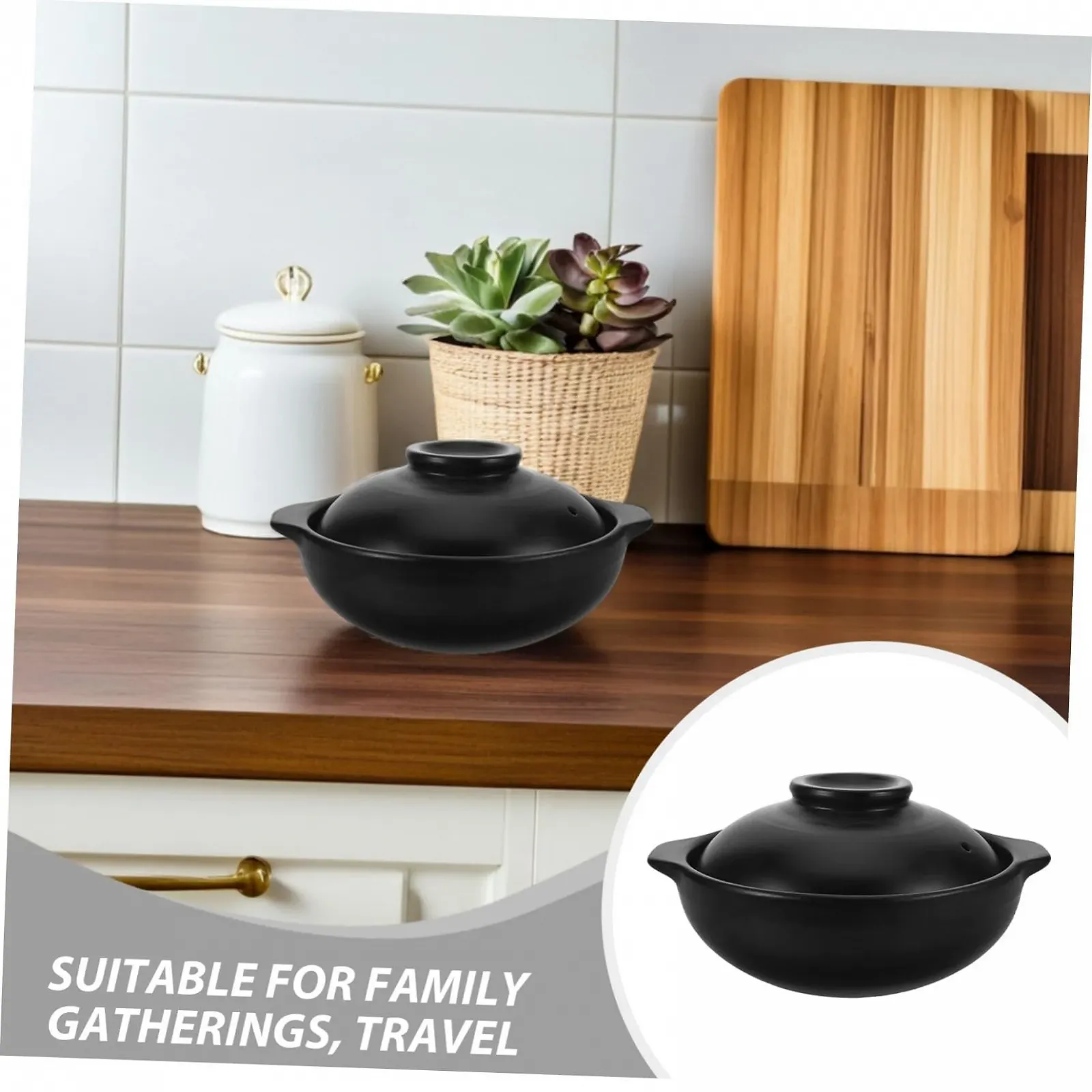 Горшок глиняный Donabe с крышкой традиционный китайский жаростойкий, фото №3