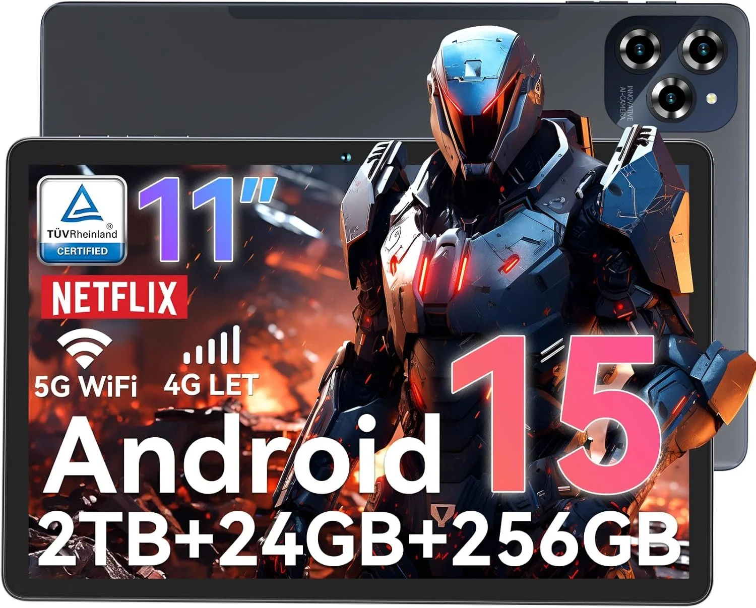 Планшет 11" Full HD TABWEE W90 (8+16)/256Gb 4G 2-SIM 8 ядер Android 15 8000 mAh Чорний, фото №1