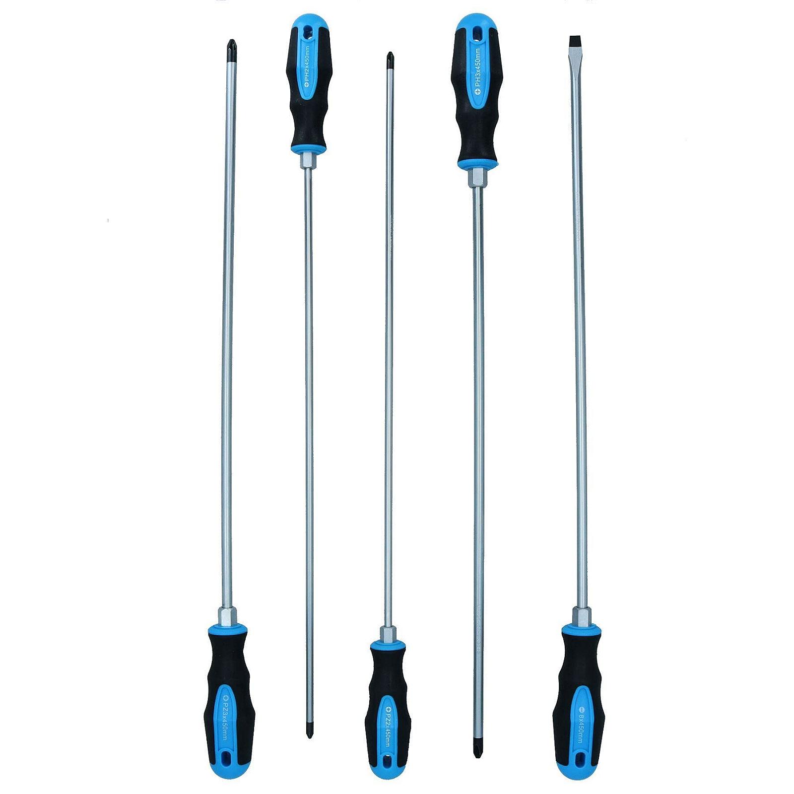 Набір викруток Extra Long 5 Шт. 450 мм Pozi Phillips Flat, фото №3 Набір викруток Extra Long 5 Шт. 450 мм Pozi Phillips Flat, фото №3