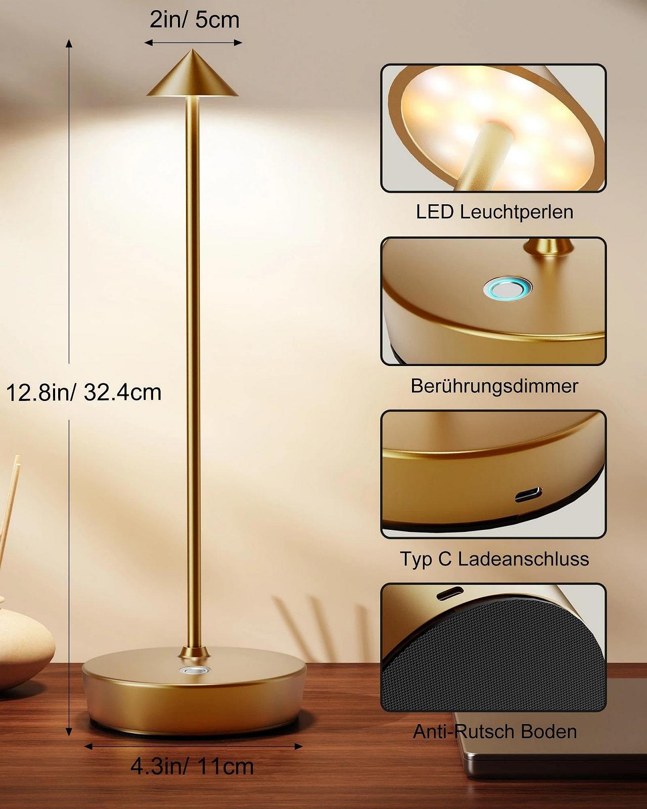 Настільна лампа світлодіодна бездротова 6000 mAh IP54 комплект 2 шт. Titanium, фото №5