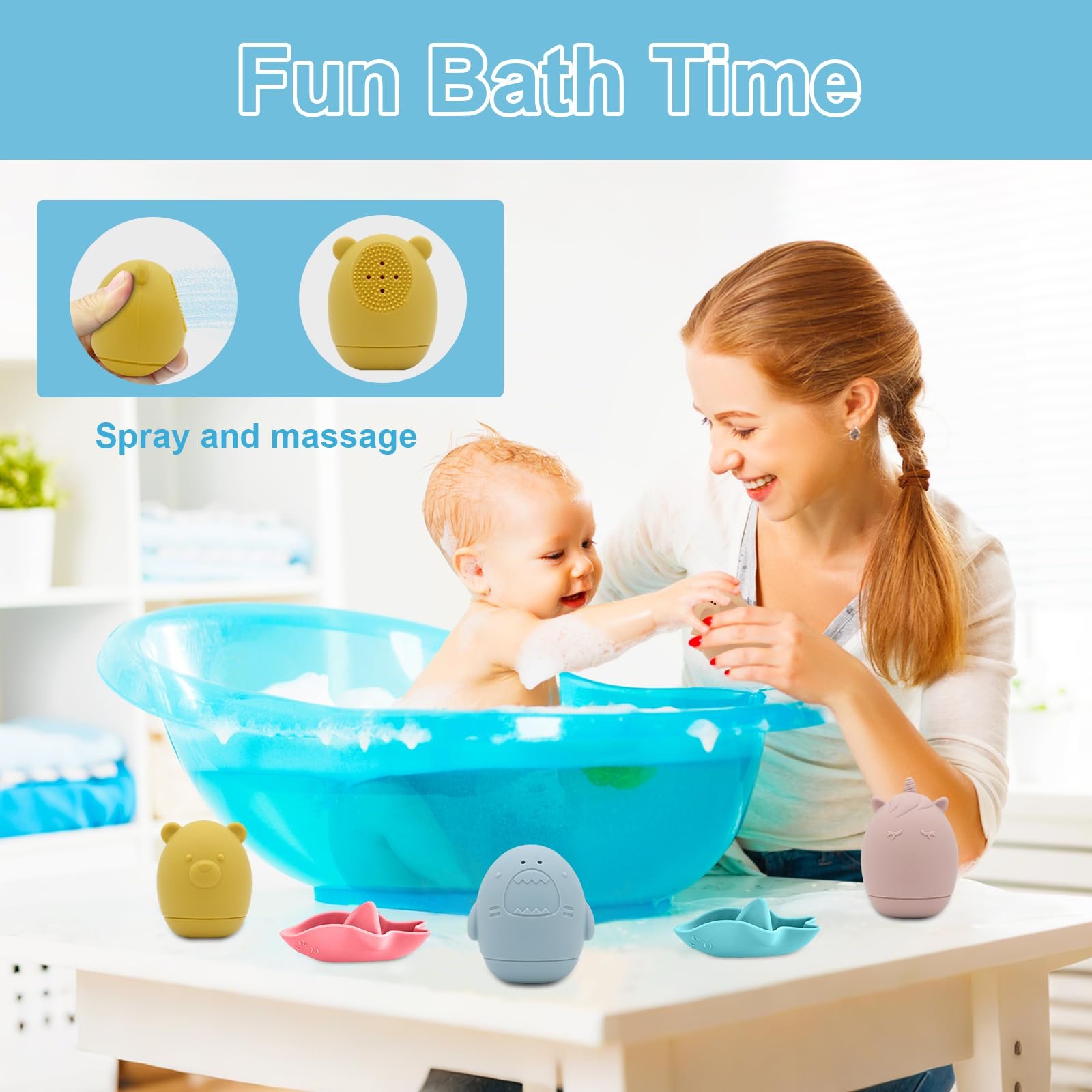 Игрушка для ванны Водные с брызгающимися животными из безопасного силикона, фото №6