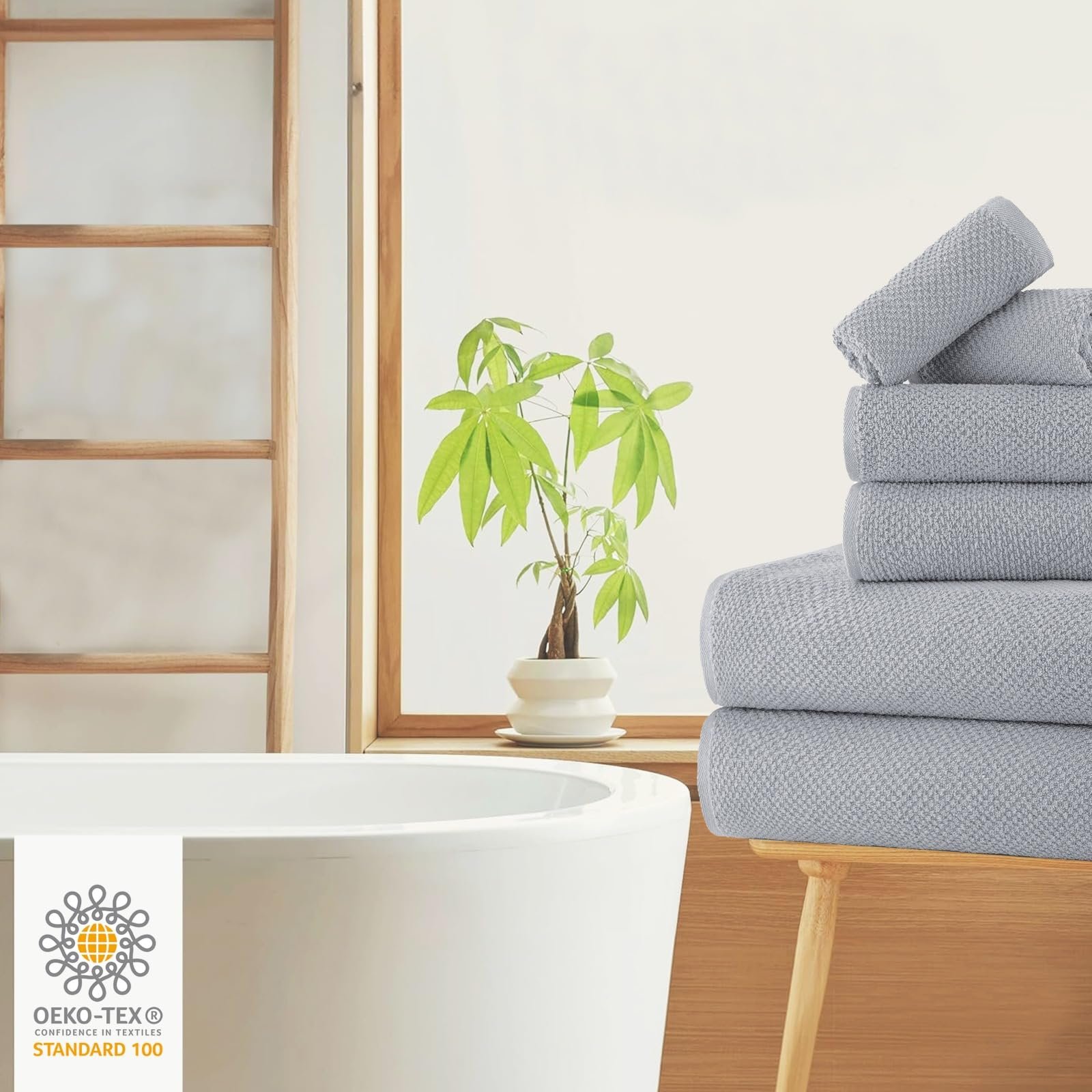 Набір рушників Casa Copenhagen Popcorn Textured 6 предметів 550 г/м² Бавовна Сірий Пурпуровий, фото №7