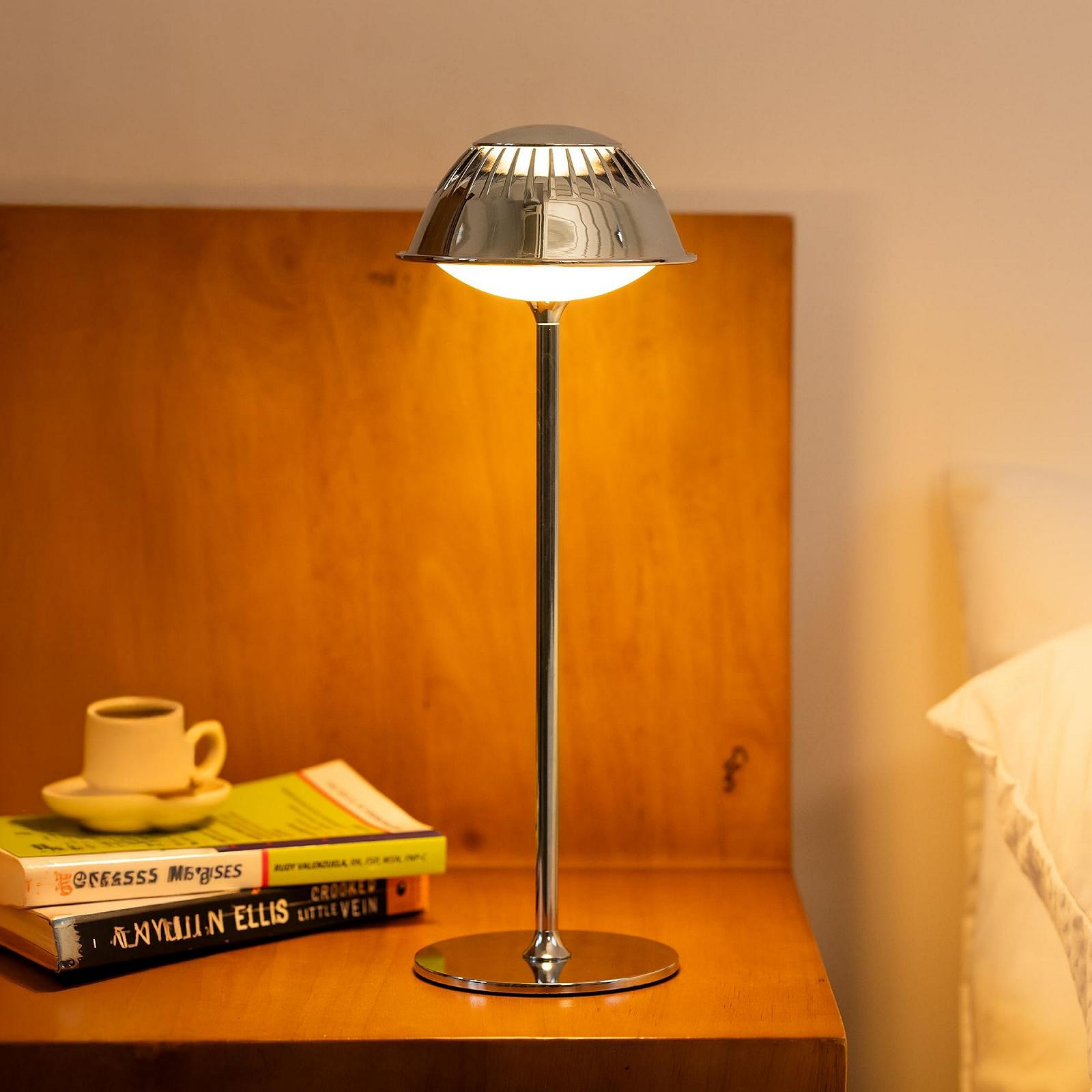 Настільна лампа LED бездротова сенсорна регульована яскравість водонепроникна акумуляторна 2 шт. Сріблястий хром, фото №8