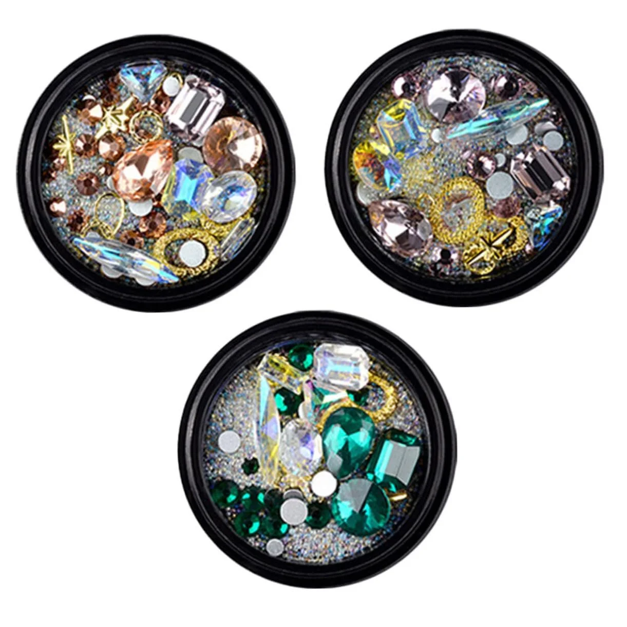 Наклейки для ногтей Vivid 3 коробки Набор для украшения ногтей Аксессуары для маникюра Инструменты для нейл-арта Блестящие стразы, фото №1