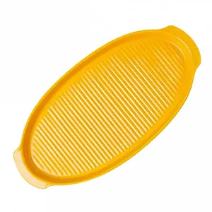 Форма для запекания керамическая овальная с ручками желтая малая - Фото 1