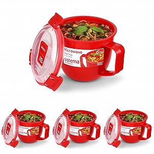 Чашка для супу Sistema Microwave 565 мл 4 шт Червоний - Фото 1