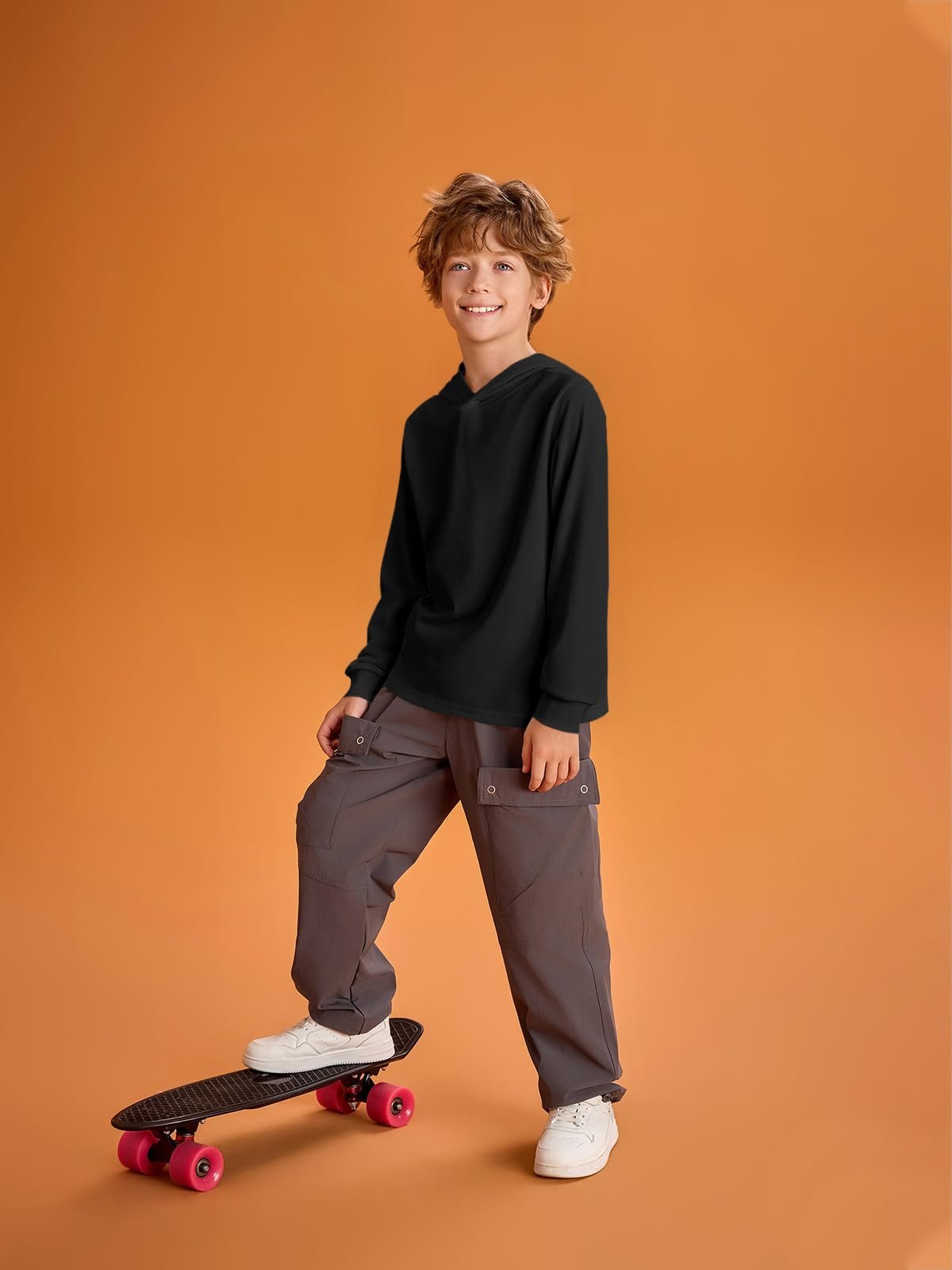 Худі Haloumoning для хлопчиків, однотонне худі з довгими рукавами, дитячий стандартний крій, фото №4