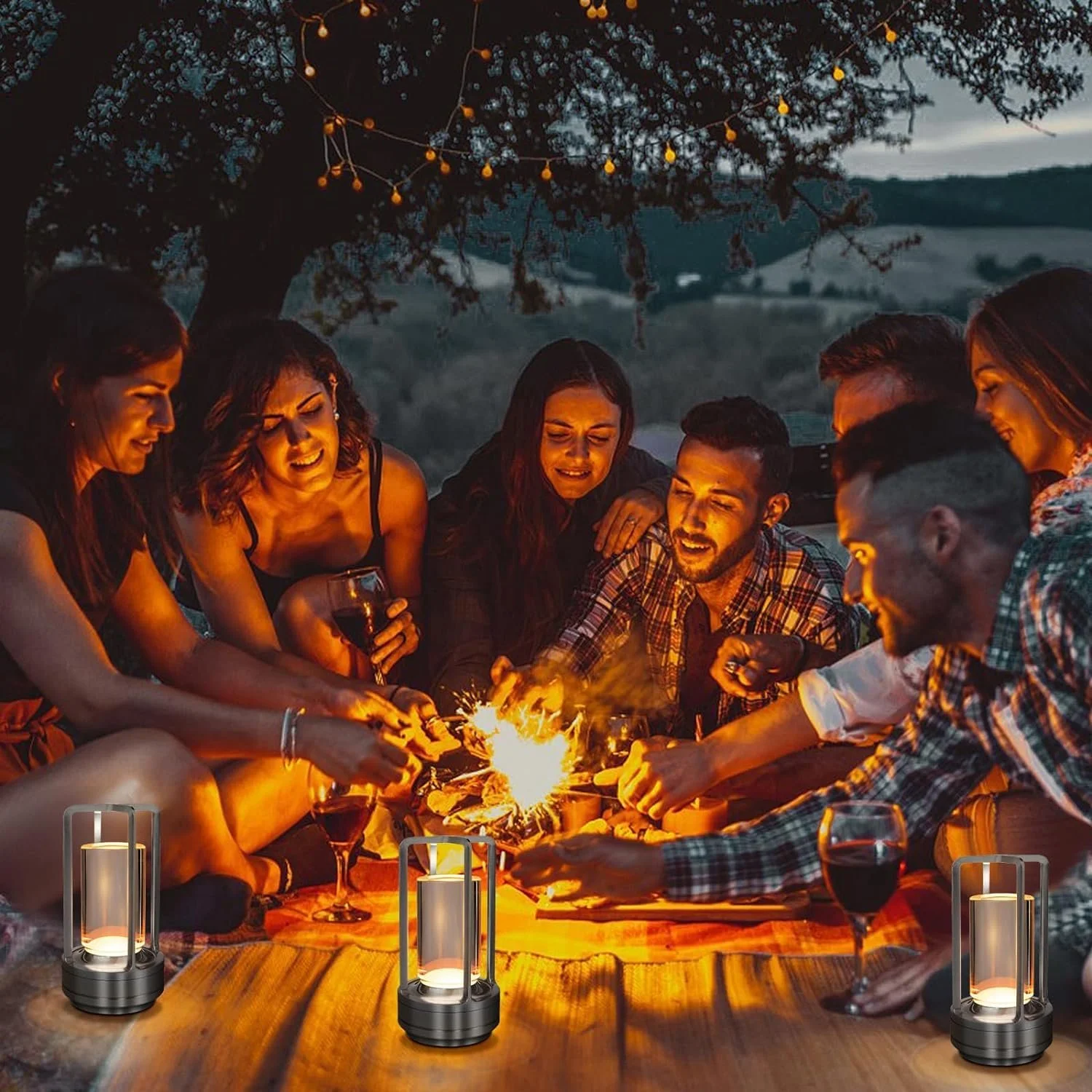 Настільна лампа LED Crystal Lantern Wireless Dimmable Touch USB-C, фото №6