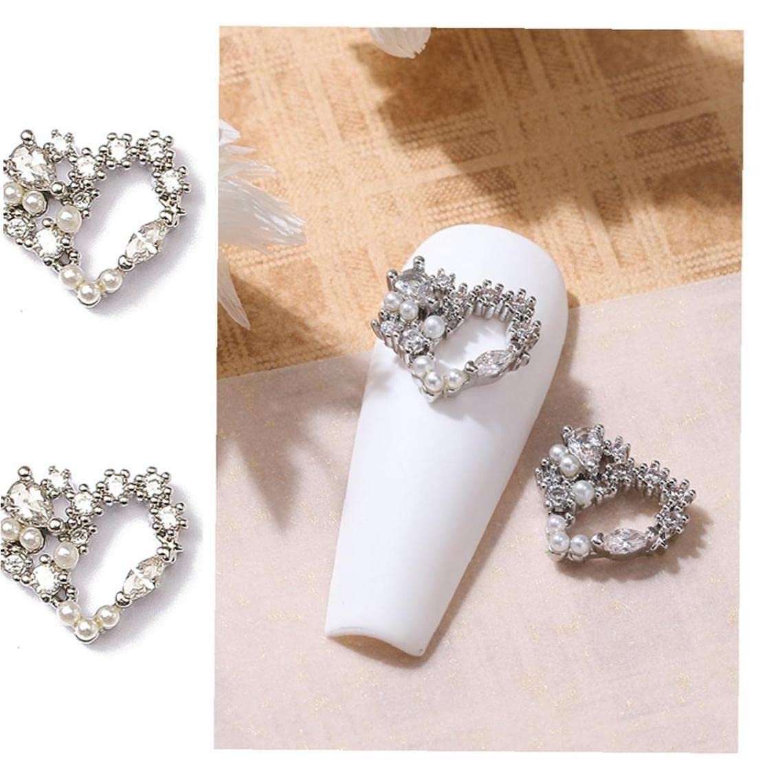 3D украшение для ногтей Металл Сердце Кристалл Стразы для ногтей 2 шт, фото №5 3D украшение для ногтей Металл Сердце Кристалл Стразы для ногтей 2 шт, фото №5