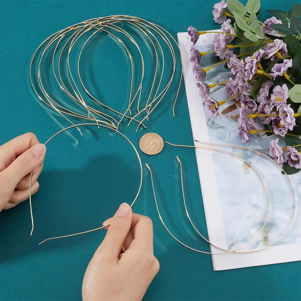 Обруч Тонкий GORGECRAFT 3.8 мм Світло-Золотий, набір 20 штук, фото №3