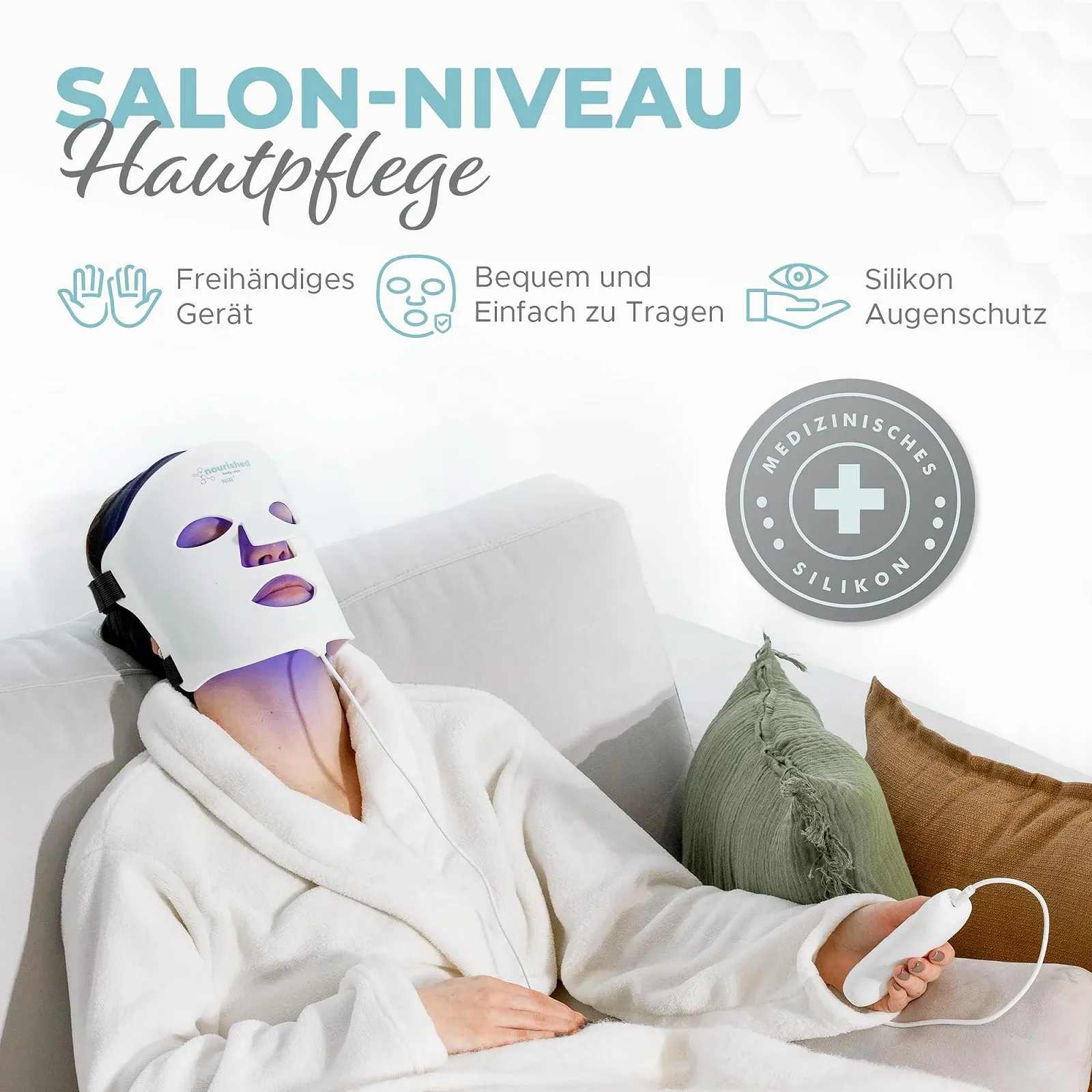 LED маска для обличчя Nourished Bodynskin 7-Colour з ближнім інфрачервоним випромінюванням, фото №8