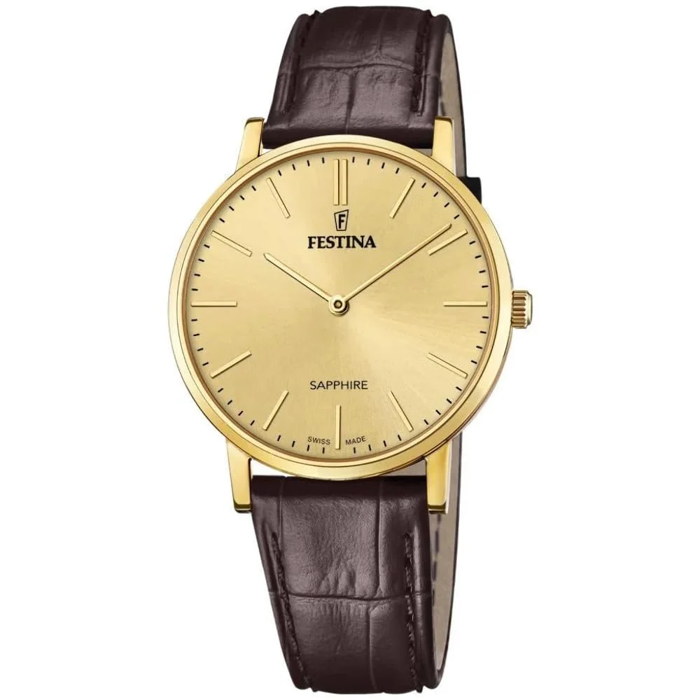 Годинник Festina Чоловічий F20016/2 Swiss made Золотистий корпус з нержавіючої сталі, фото №1