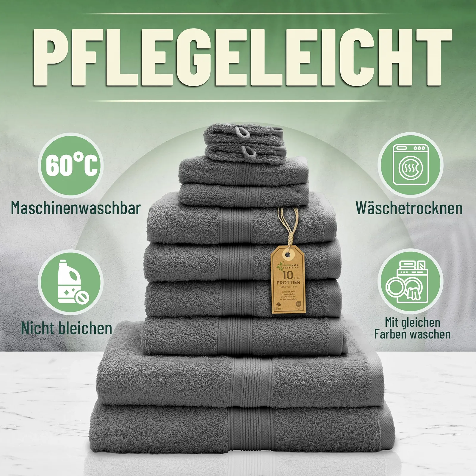 Набор махровых полотенец Green Mark textiles 10 предметов 100% хлопок Premium Quality, фото №8