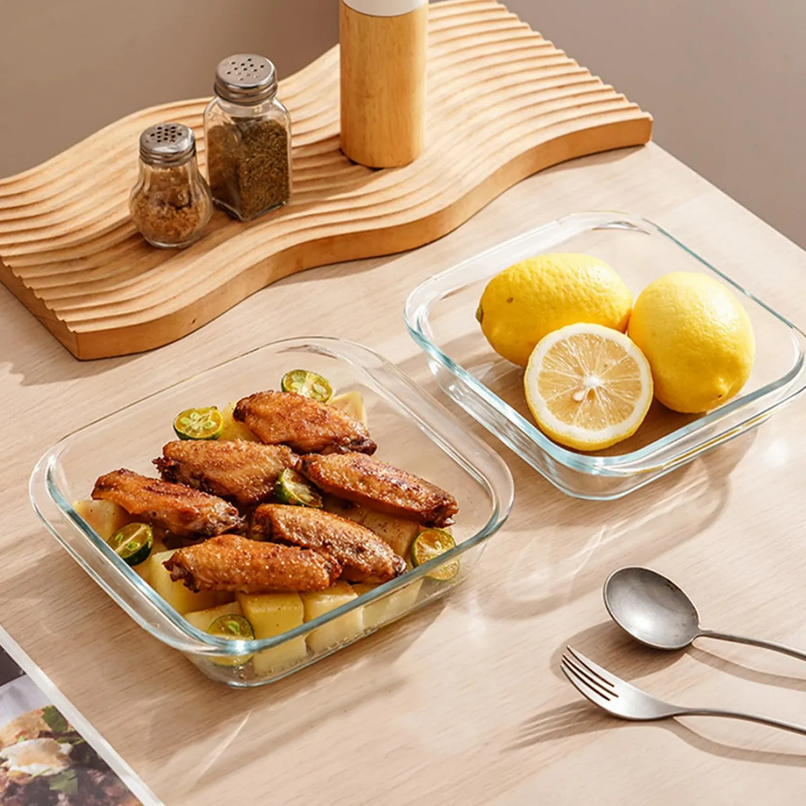 Форма для запікання скляна 8 x 7 x 2 дюйми квадратна термостійка до 400 °C для духовки аерофритюрниці, фото №6 Форма для запікання скляна 8 x 7 x 2 дюйми квадратна термостійка до 400 °C для духовки аерофритюрниці, фото №6