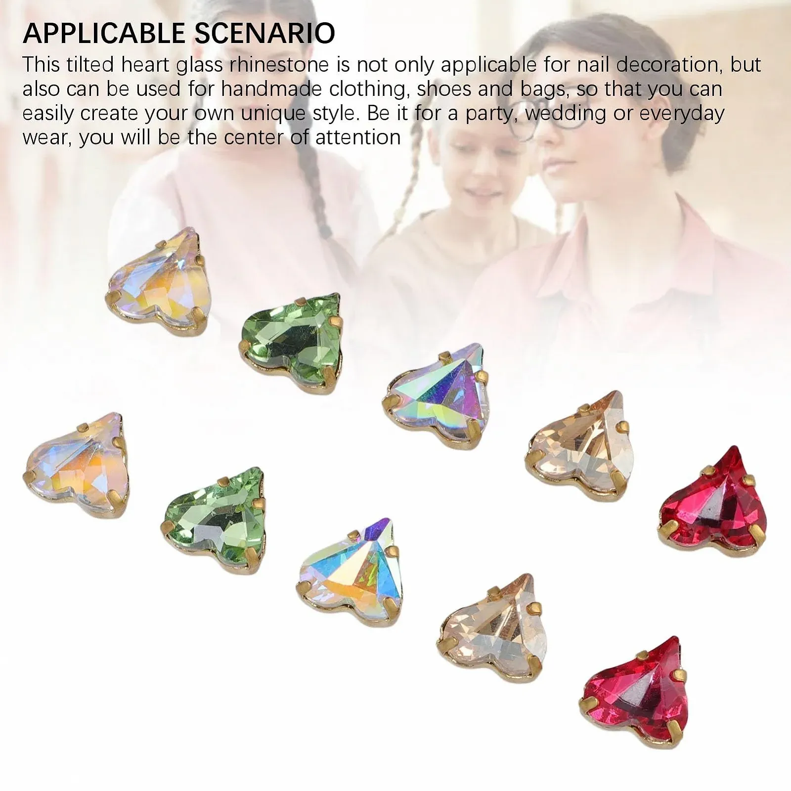 Стразы Стекло Сердце Витое TOPINCN 10 шт., фото №2