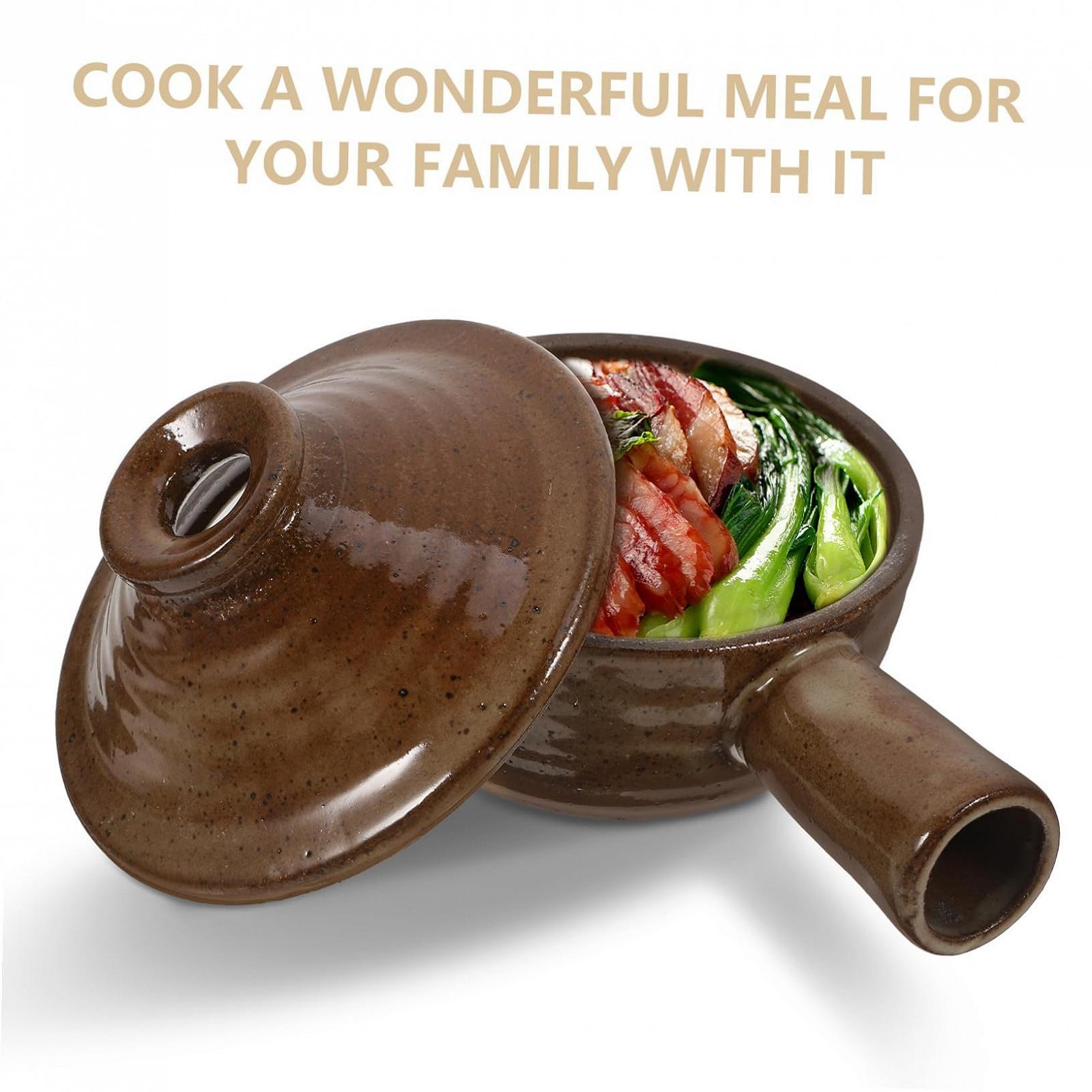 Керамическая кастрюля с крышкой натуральная термостойкая с антипригарным покрытием, фото №7