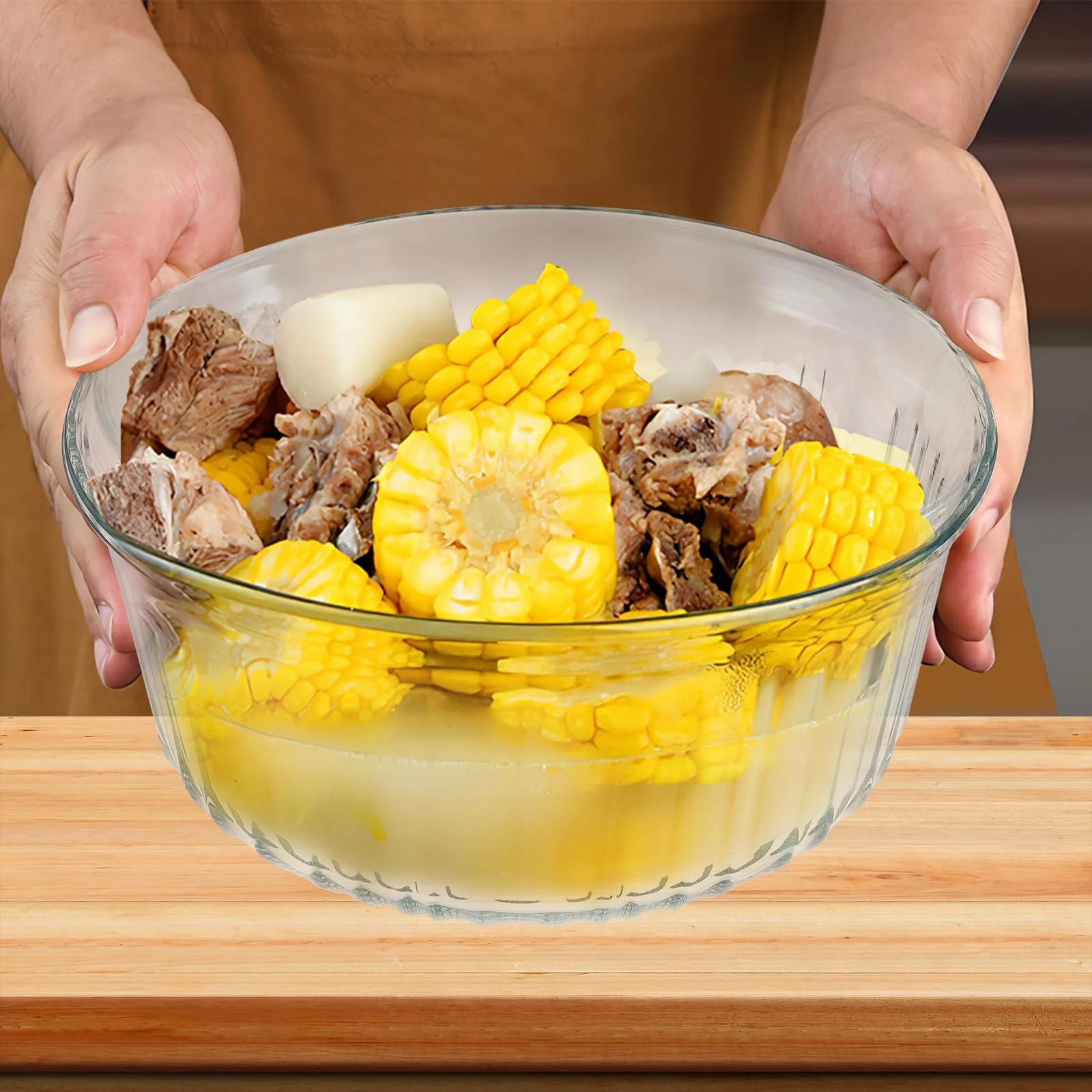 Кастрюля стеклянная LIFKOME круглая с крышкой, термостойкая, боросиликатное стекло, фото №6 Кастрюля стеклянная LIFKOME круглая с крышкой, термостойкая, боросиликатное стекло, фото №6