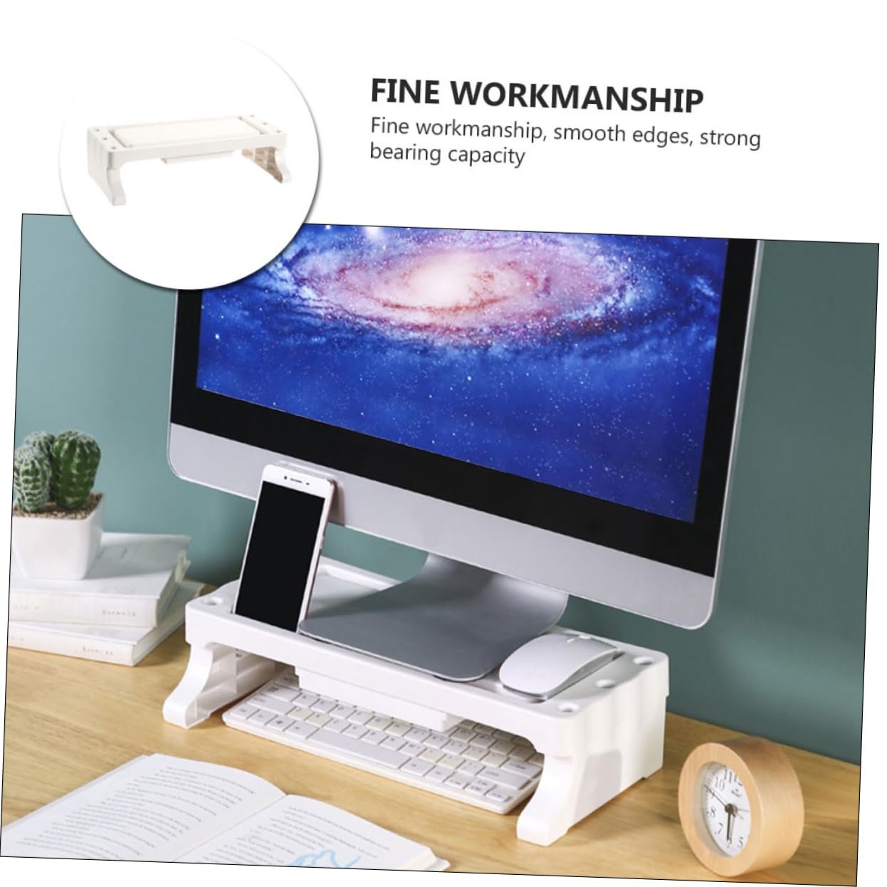 Підставка для монітора Багатофункціональна Підвищення екрана ПК Органайзер для дому та офісу Білий, фото №8