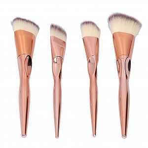Набор кистей для макияжа лица Verdant Touch, 4 шт., коричнево-белый ворс - Фото 1