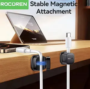 Органайзер кабелю фіксатор тримач стяжка затискач хомут для проводів 2 шт Чорний synthetic.ua - Фото 1