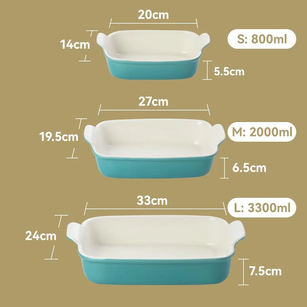 Набір форм для запікання Sweejar Home прямокутних керамічних Білий, фото №6