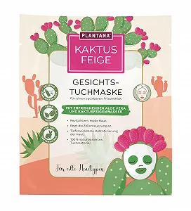 Тканевая маска Plantana Cactus Pear, набор 5 шт. Уход для восстановления, с алоэ вера и аллантоином, интенсивное увлажнение кожи, для всех типов кожи, веганская, эффект сияния - Фото 1
