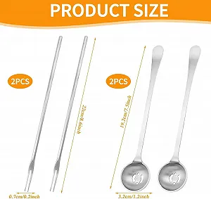 Набор ложек для оливок и вилок для огурцов Olive, ложка из нержавеющей стали с прорезями для банки с огурцами, шпажки для оливок с длинной ручкой, идеально подходит для подачи оливок, огурцов и десертов, 4 штуки synthetic.ua - Фото 1