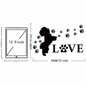 Наклейка на стіну SUPERDANT Собака та напис LOVE Вінілова Чорна synthetic.ua - Фото 1