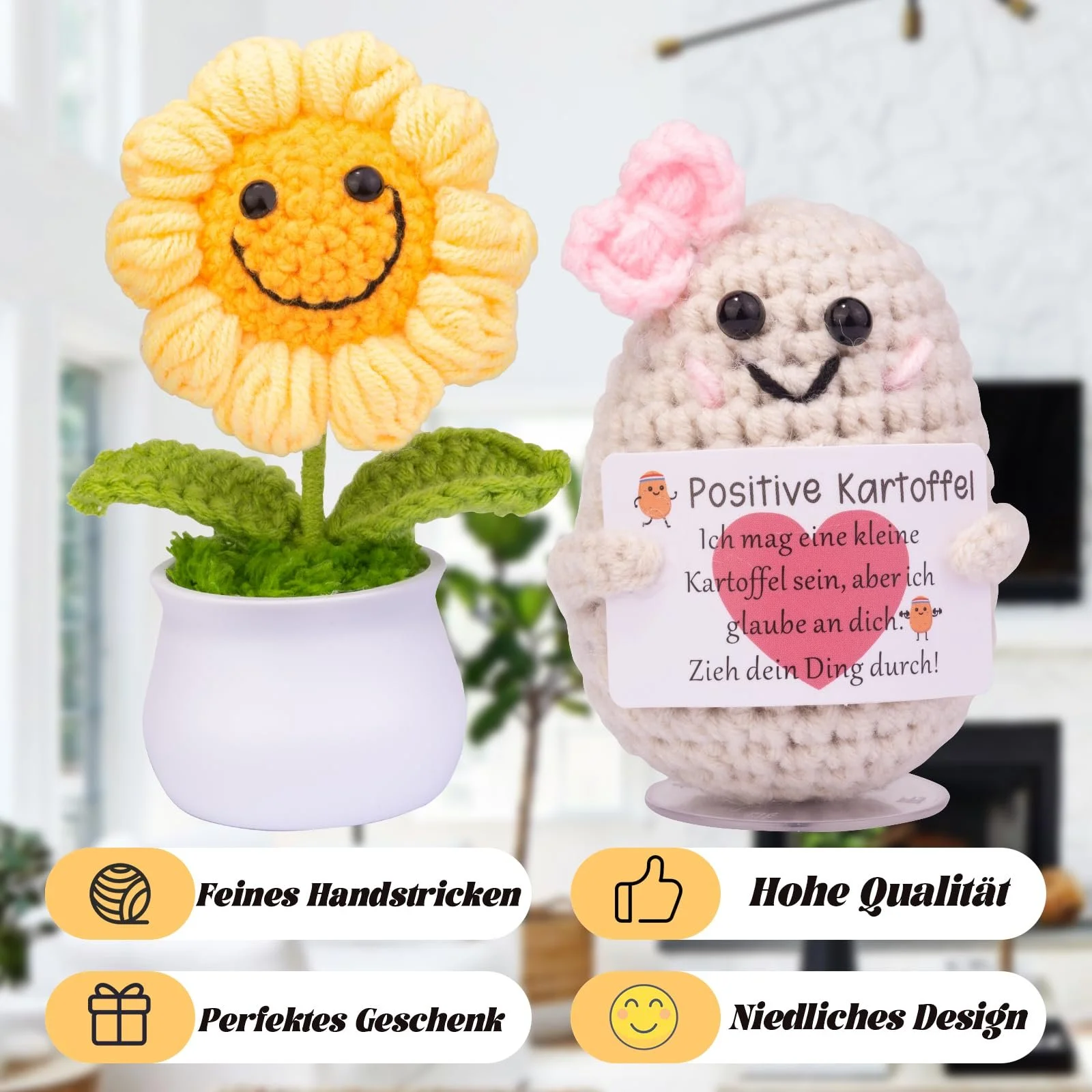 Игрушка Mwmoeen Positive Potato Картофель с карманными объятиями и цветами Шерстяная Вязаная Ручная Работа, фото №5 Игрушка Mwmoeen Positive Potato Картофель с карманными объятиями и цветами Шерстяная Вязаная Ручная Работа, фото №5