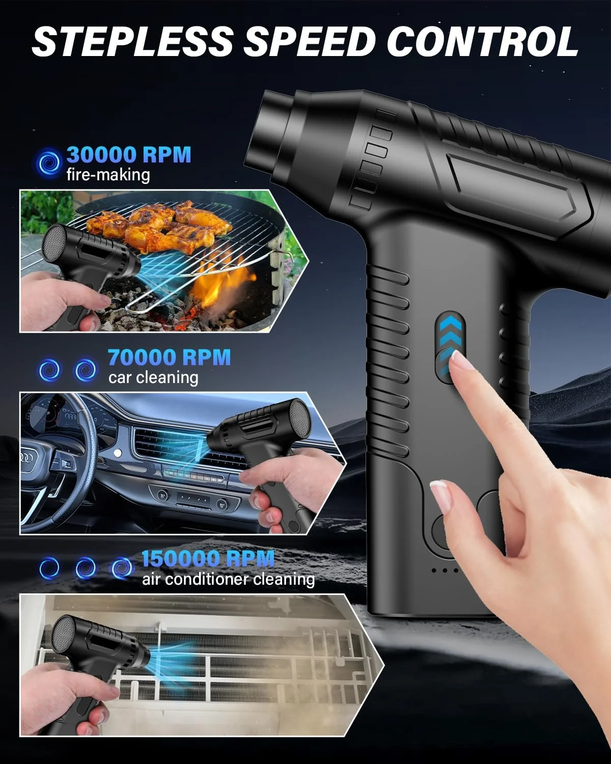 Электрическая воздуходувка AK-01 150 000 RPM 4000 mAh, фото №3