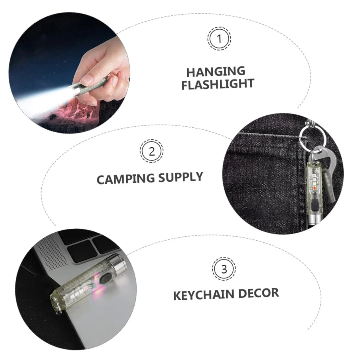 Міні Ліхтарик GALPADA USB Акумуляторний для Ключів LED для Кемпінгу на Відкритому Повітрі Надзвичайних Ситуацій Іграшка, фото №8