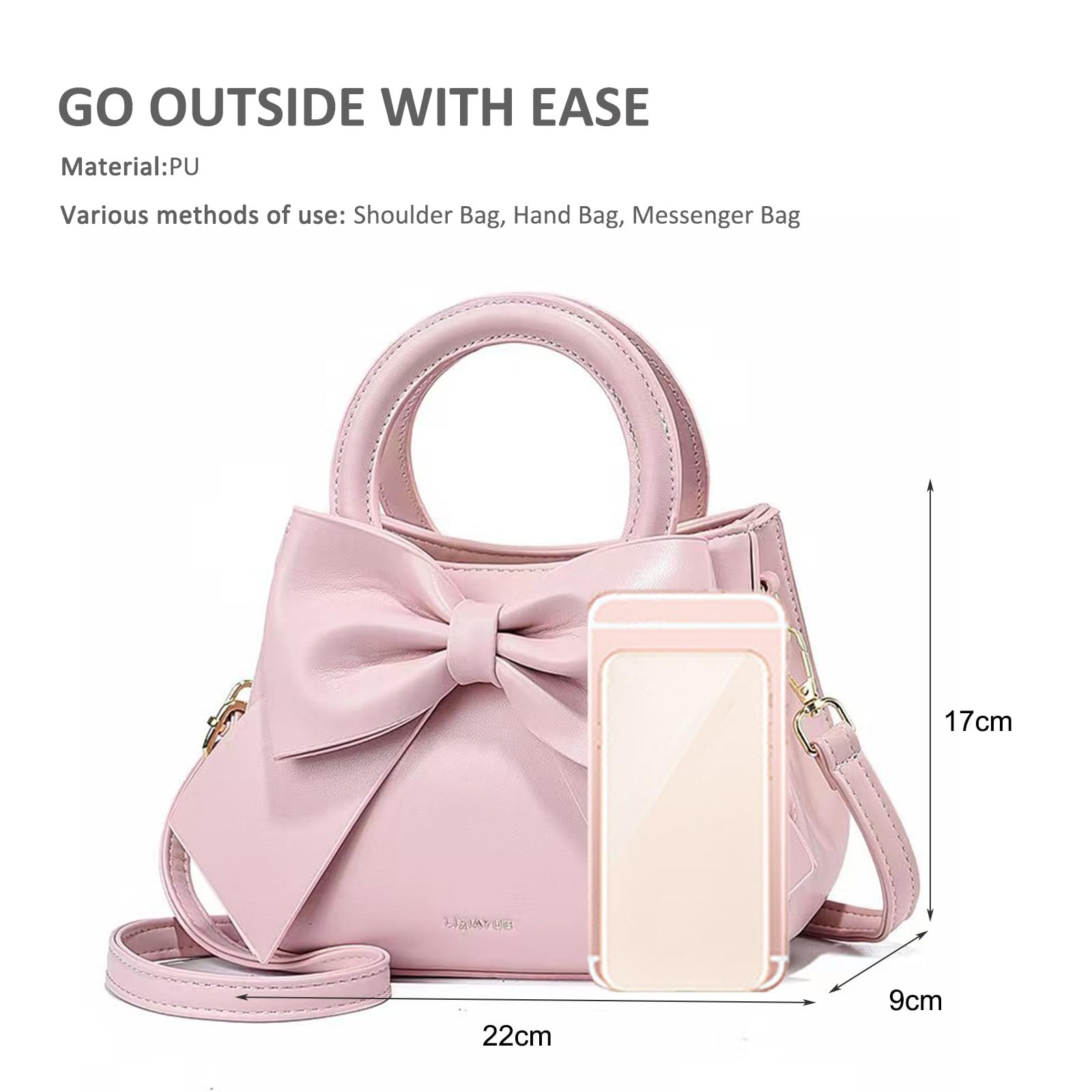 Сумка на плече NICOLE & DORIS Маленька Сумка з Ручкою-бантом зі Шкіри ПУ Мила Сумка на плече для дівчаток Сумка-сачел через плече, фото №5