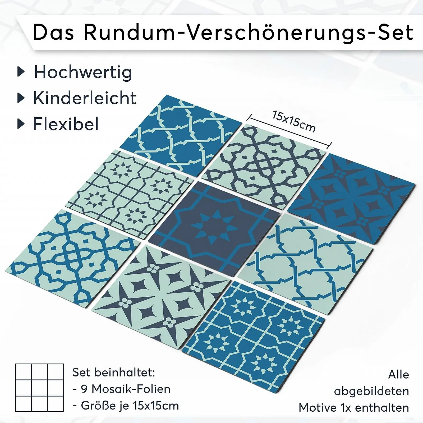 Наклейки для плитки Decorative Sticker Foil Design Ornaments Набір 9 шт. 15 x 15 см, фото №7