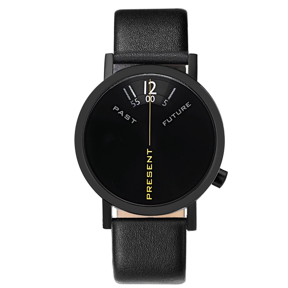 Часы Projects Past, Present, Future Black Edelstahl IP Schwarzw Leder Unisex, фото №1