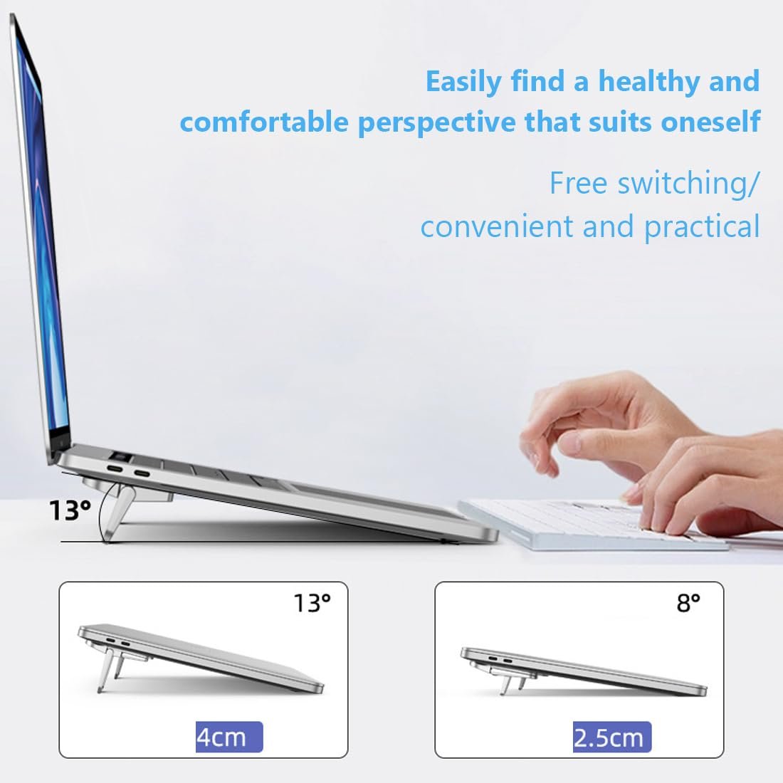 Подставка для ноутбука Мини (пара) Регулируемая Серебристый, фото №4
