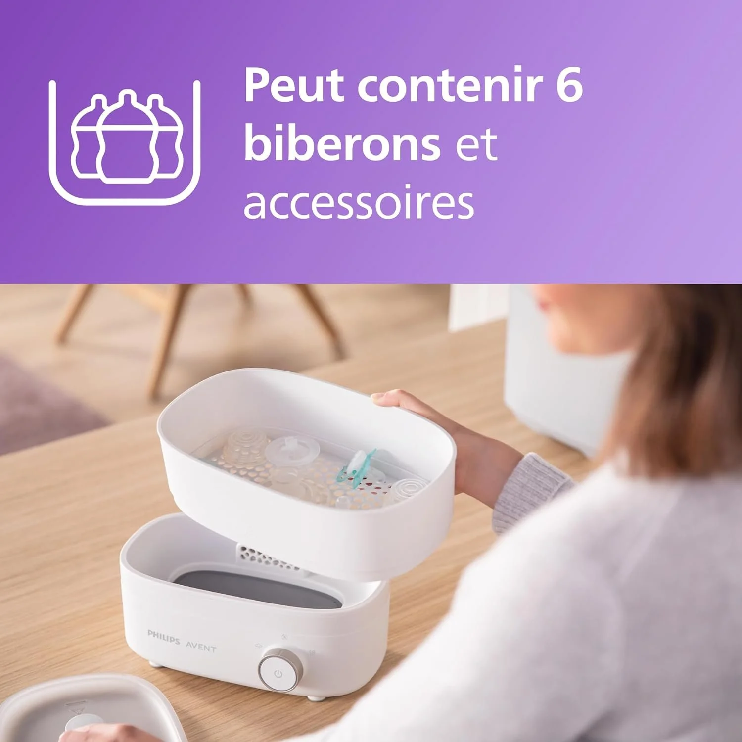 Cтерилізатор Philips Avent Premium / Видаляє 99,9 % бактерій / Білий, фото №6