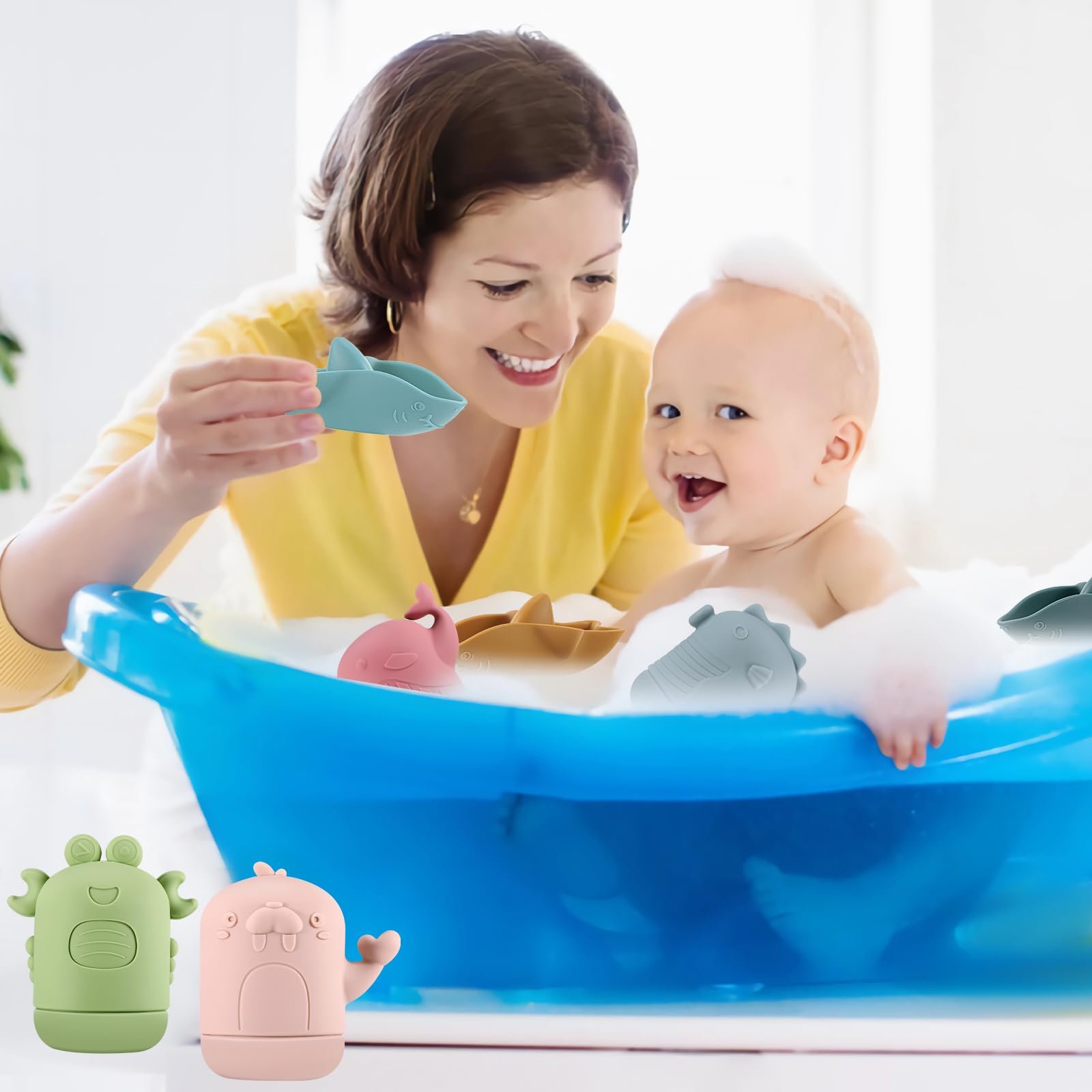 Набор игрушек для ванны XREE 7 шт., силиконовая водяная., фото №6