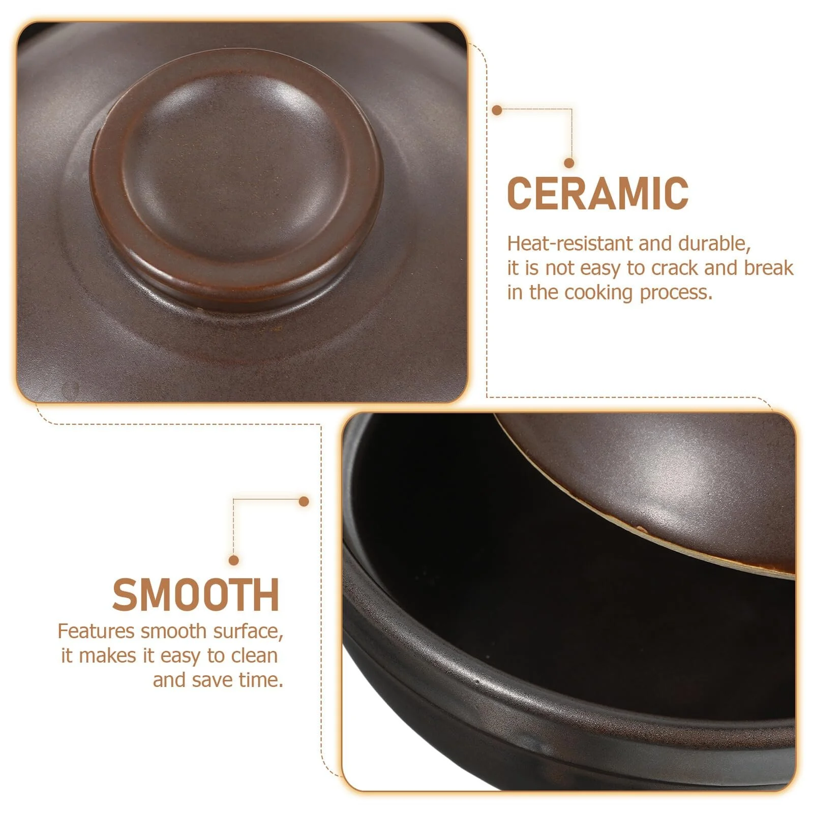 Кастрюля керамическая, с крышкой, термостойкая, для открытого огня, фото №2