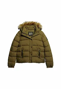 Куртка Superdry Пуховик з коротким капюшоном та штучним хутром Жіночий - Фото 1