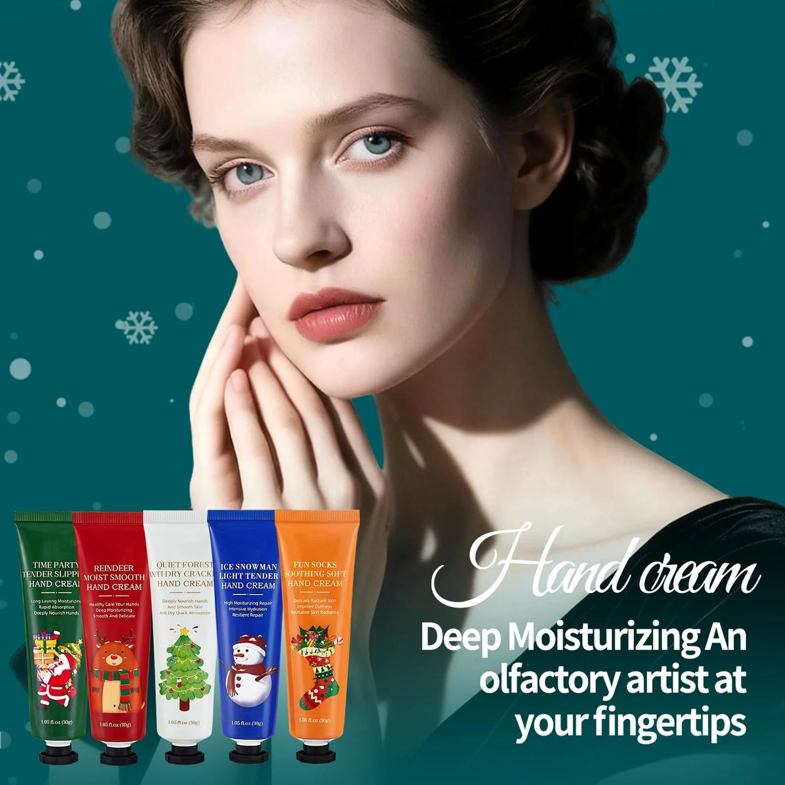 Крем для рук Різдвяний набір 5 x Міні креми для рук з маслом ши Живильний крем для дуже сухої шкіри рук, фото №4