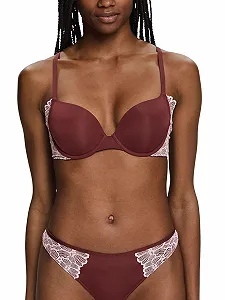 T-Shirt бюстгальтер ESPRIT Big Flower Lace RCS з ущільненими чашками Чорний synthetic.ua - Фото 1