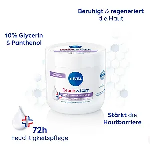 Крем NIVEA Repair & Care Без запаху Зволожуючий та нежирний крем для тіла, швидко поглинаючий лосьйон з пантенолом і гліцерином synthetic.ua - Фото 1