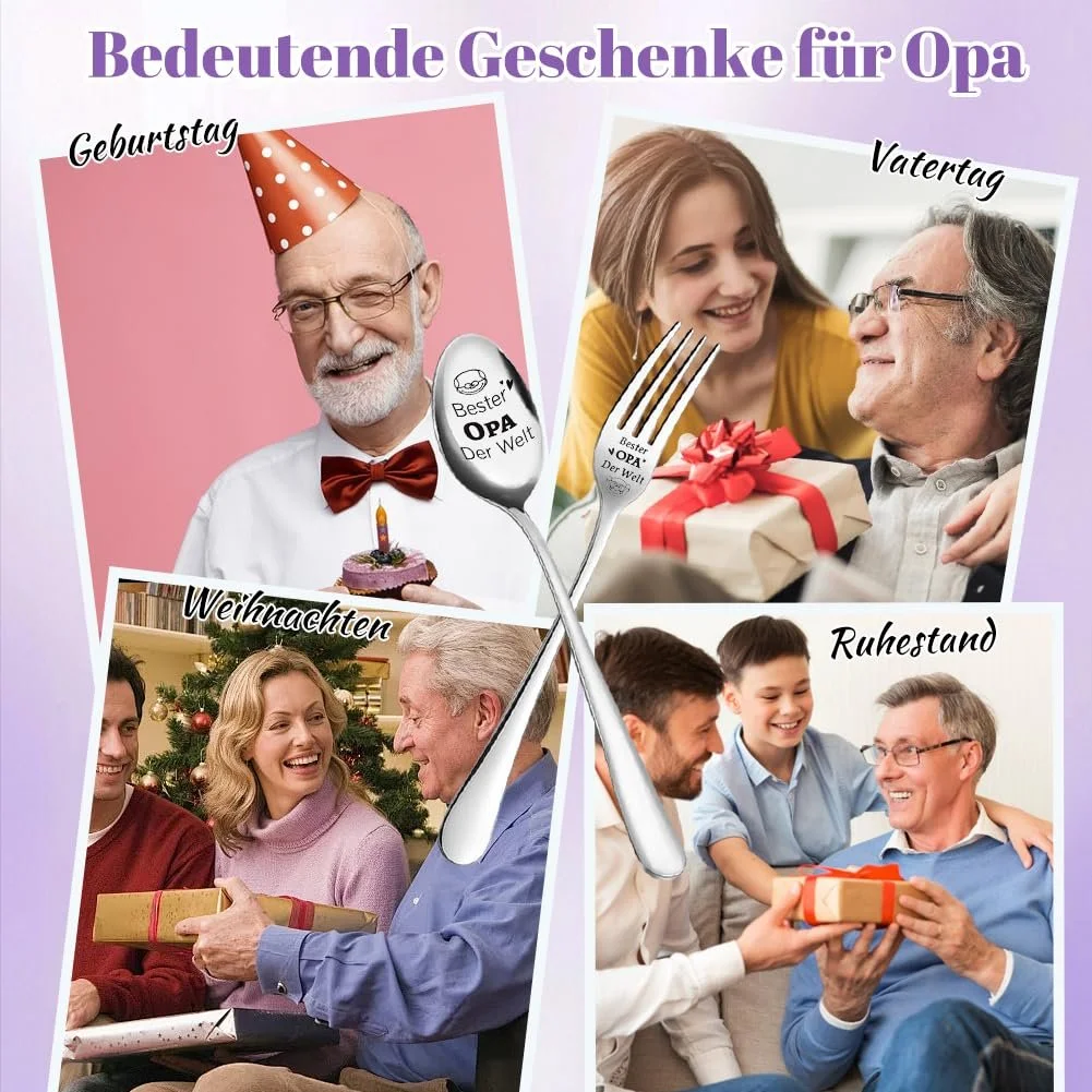 Ложка і виделка Найкращий дідусь у світі, сріблястий, фото №7