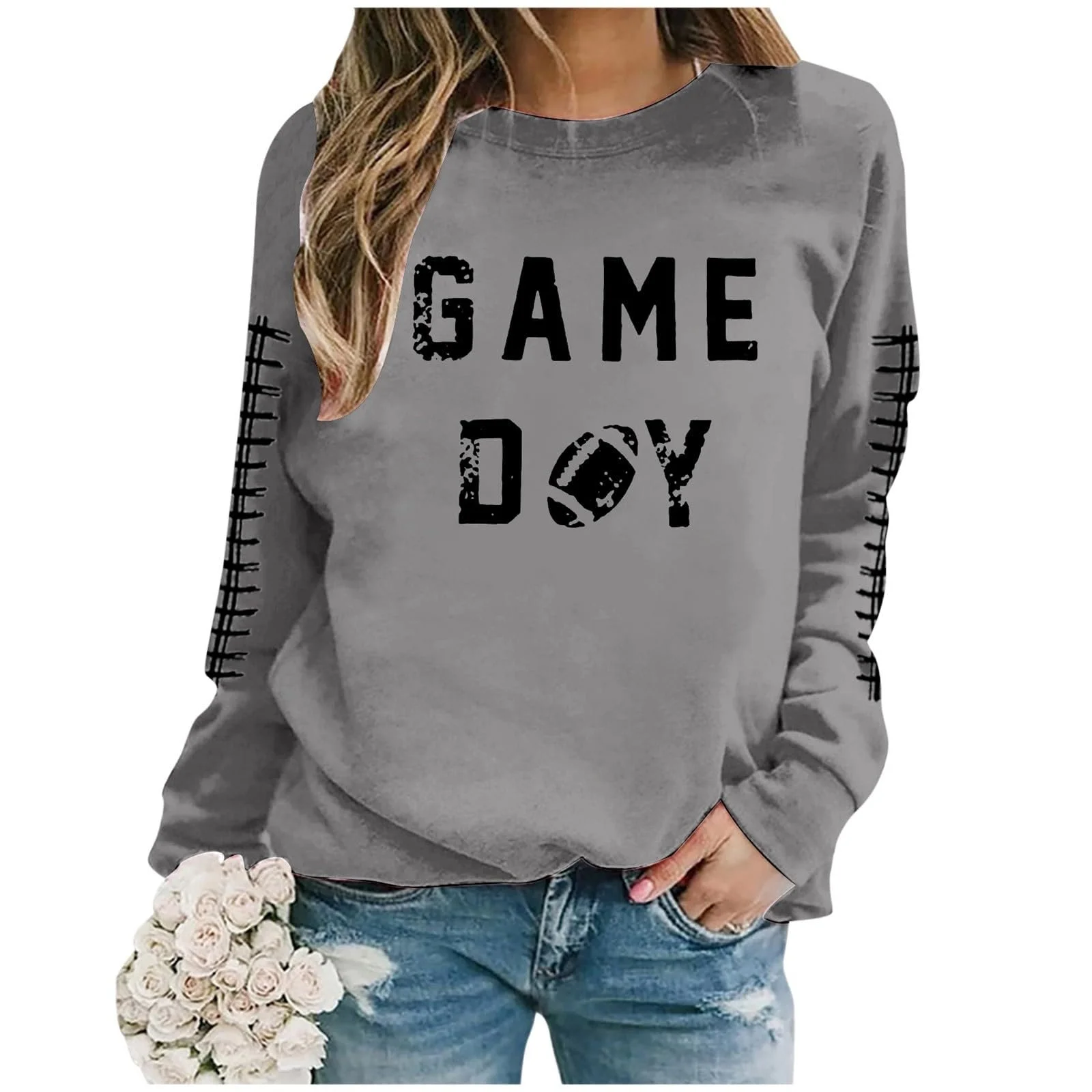 Спортивная Толстовка Женская С графикой Длинный рукав Свободный крой Осень, фото №4