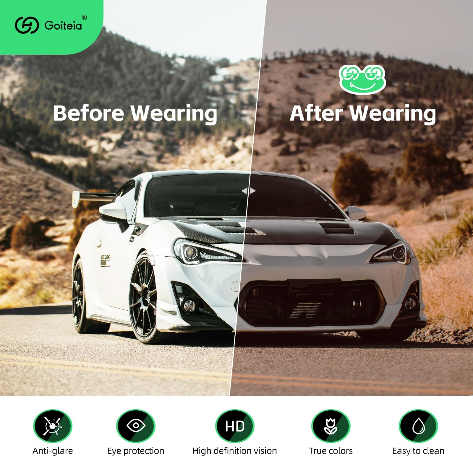 Сонцезахисні окуляри Goiteia, що прикріплюються до окулярів за рецептом, модна оправа, щоб приховати ваші окуляри, легко одягаються та знімаються, однією рукою, фото №5