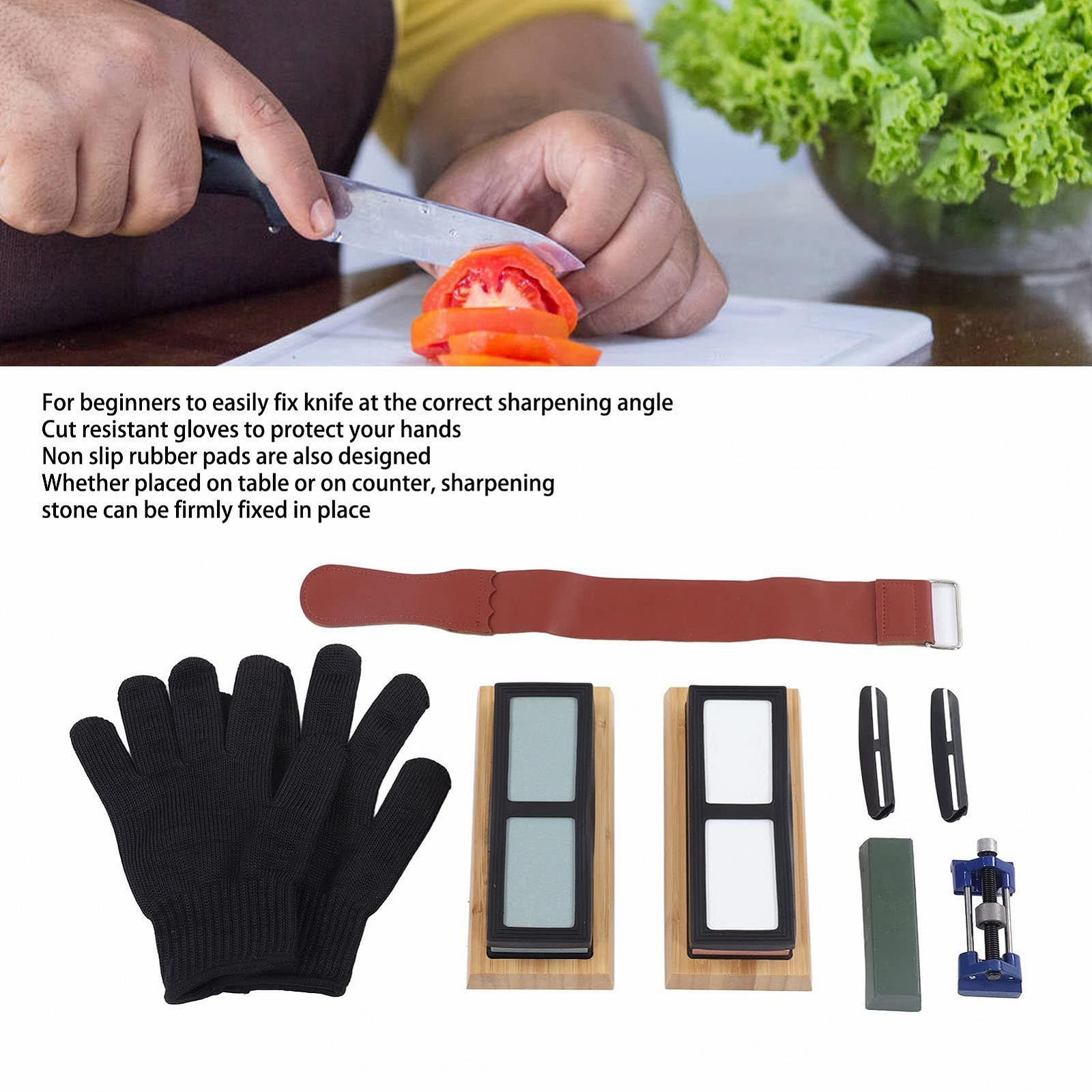 Набор точильных камней 400/1000 и 3000/8000 Grit с направляющей и перчатками, фото №8