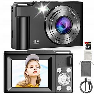 Фотоаппарат MaxMango 1080P с 2.4-дюймовым дисплеем, 16-кратным зумом и картой на 8GB - компактный портативный фотоаппарат для начинающих, взрослых и подростков Черный - Фото 1
