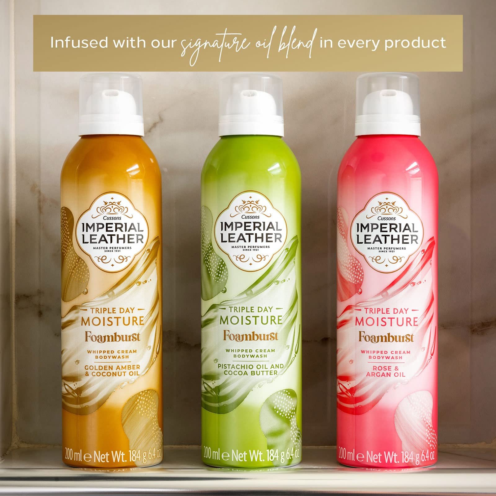 Гель для душу Imperial Leather Foamburst Triple Day Moisture Аромат фісташкової олії та какао-масла 6 x 200 мл, фото №6