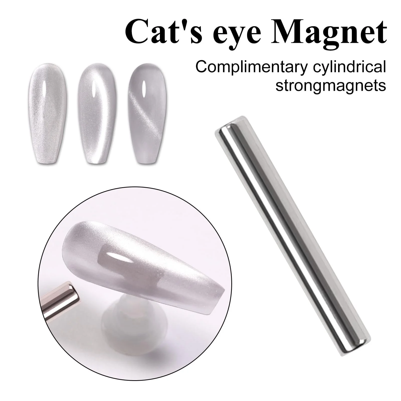 Гель-лак Imtiti Cat Eye Moonlight, 15 мл, серебристый голографический, хрустальный бриллиант, с магнитной палочкой, фото №4