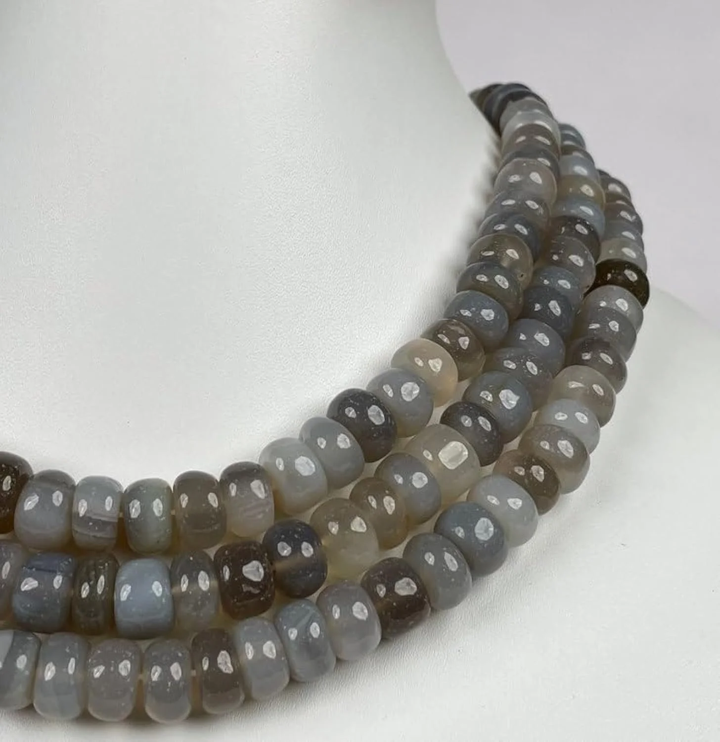 Бусины Агат натуральный рондель гладкий 10 мм серый, фото №1